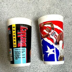 Vintage 1992 USA Basketball Dream Team collectible cups (Shaq and Barkley)